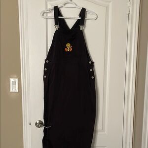 Warner Bros. Studio Tweety Black overall Dress with Tweety Embroidery